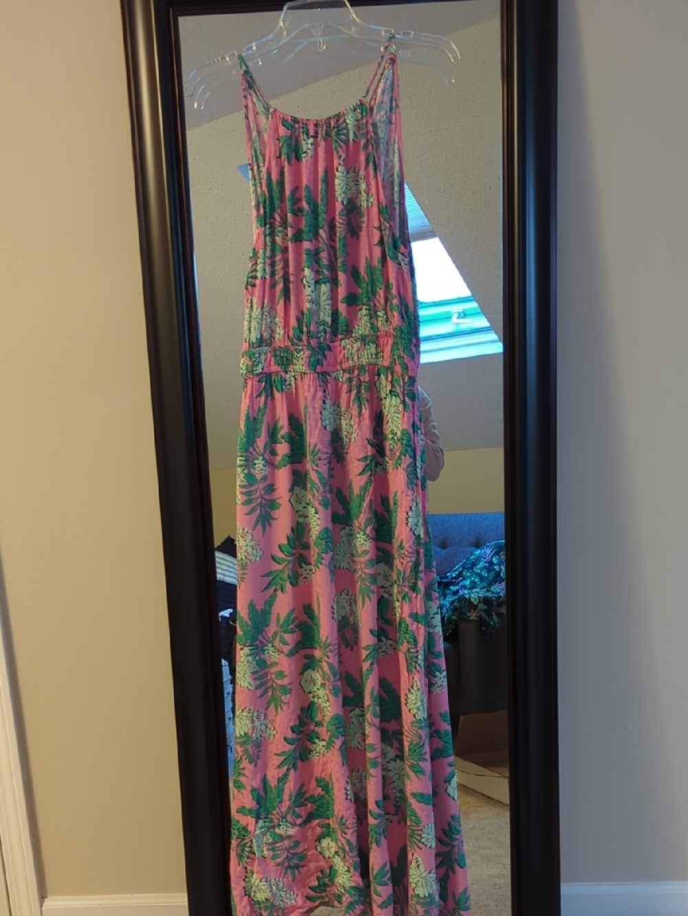LOFT NWT Pink and Green Tropical Sundress